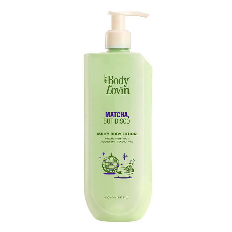 Plum BodyLovin’ Matcha, But Disco Milky Body Lotion, Calming Smoothening, Lactonic Matcha Fragrance (400ml)