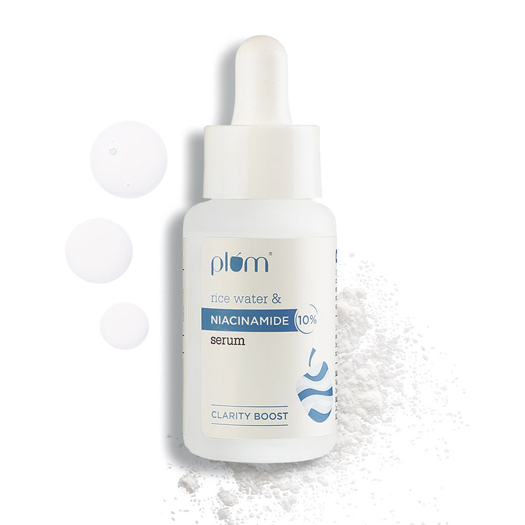 Plum 10% Niacinamide Face Serum with Rice Water | For Clear, Blemish-Free, Bright Skin | Suits All Skin Types | Fragrance Free | 30ml