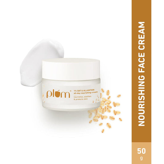 Plum 1% Oat & Allantoin All-day Nourishing Cream | Soothes, Nourishes & Protects Skin | Strengthens Skin Barrier | Moisturizes & Hydrates | With Vitamin E & B5 | 100% Vegan
| 50g