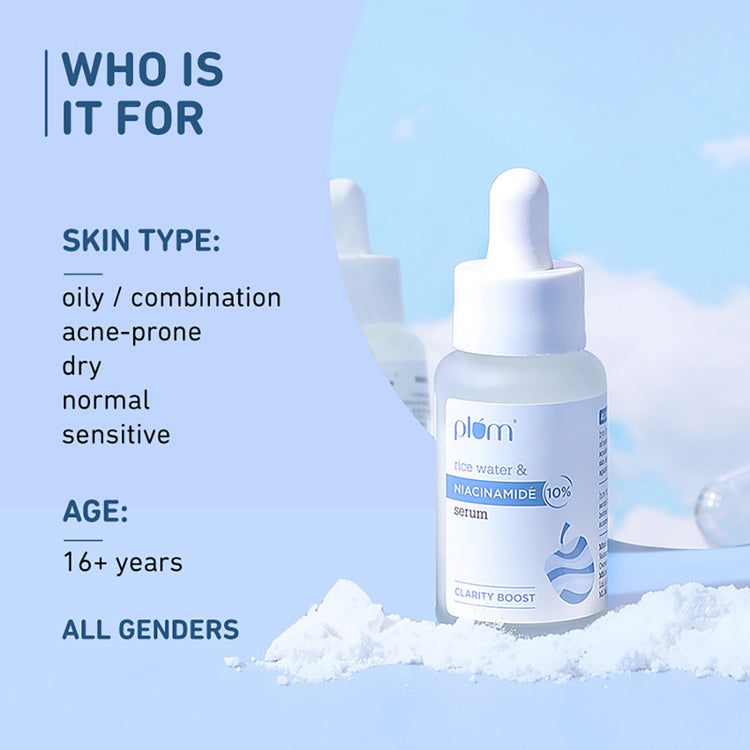 Plum 10% Niacinamide Face Serum with Rice Water | Suits All Skin Types | Fragrance Free | 15ml