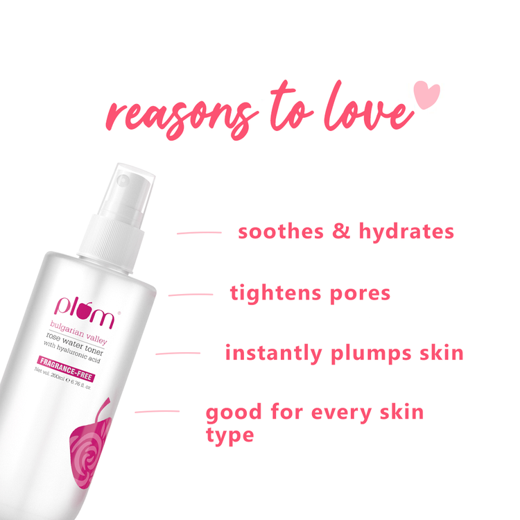 Plum Bulgarian Valley Rose Water Toner | With Hyaluronic Acid & Rose Extracts | Natural Rose Fragrance | 100ml