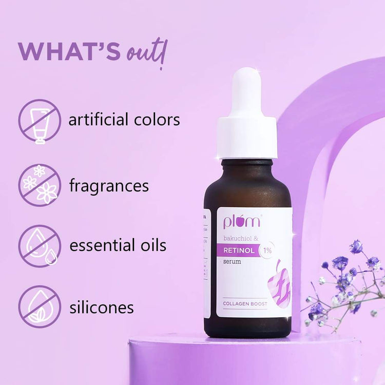 Plum 1% Retinol Face Serum with Bakuchiol | 100% Vegan & Fragrance-Free | 30ml