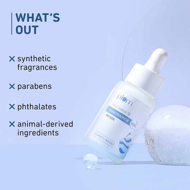 Plum 10% Niacinamide Face Serum with Rice Water | Suits All Skin Types | Fragrance Free | 15ml