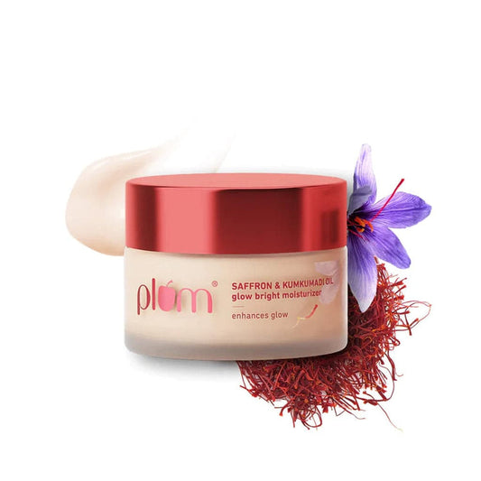 Plum Saffron & Kumkumadi Oil Glow Bright Moisturizer | With SPF 35 | UVA & UVB Protection | All Skin Types | 100% Vegan | 50G