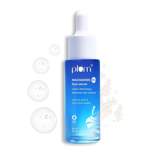 Plum 5% Niacinamide Face Serum | With Rice Water & Amino Acid Complex | For All Skin Types | 100% Vegan | 30ML