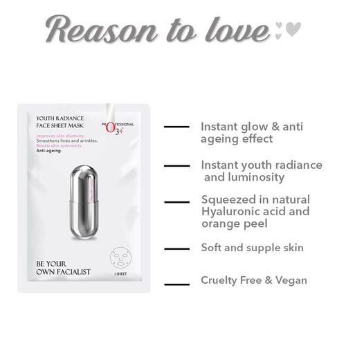 O3+ Facialist Youth Radiance Sheet Mask With Glycolic
(30gm)
