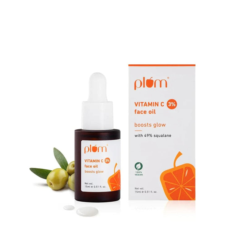 Plum 3% Vitamin C Face Oil with 49% Squalane | For All Skin Types | For All Seasons | Fragrance-Free | 100% Vegan