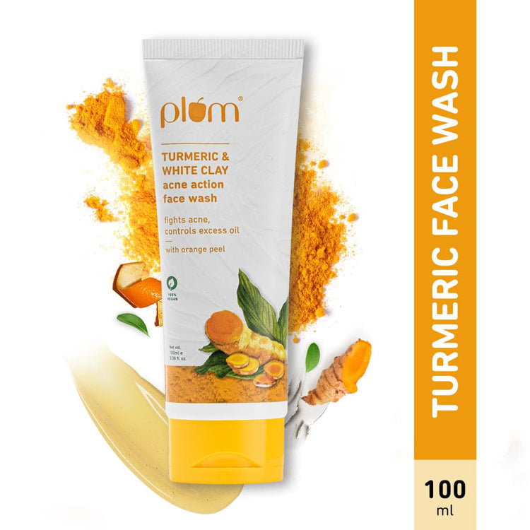 Plum Turmeric & White Clay Acne Action Face Wash | Non-Drying, Sulphate-Free Face Wash | For All Skin Types | 100% Vegan
| 100ml