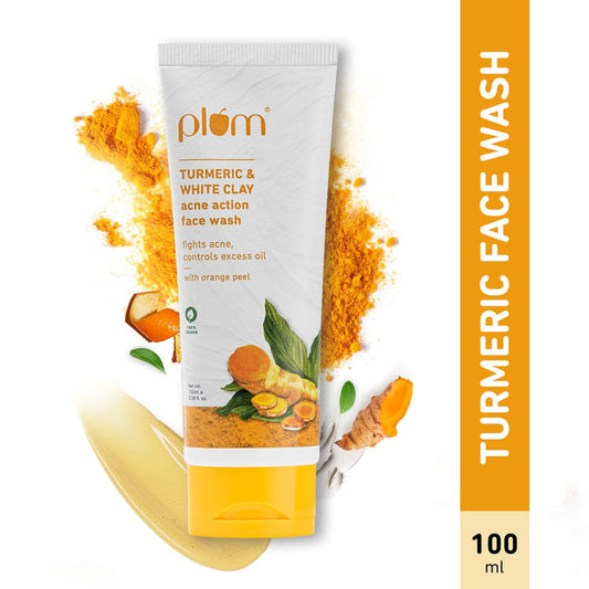Plum Turmeric & White Clay Acne Action Face Wash | Non-Drying, Sulphate-Free Face Wash | For All Skin Types | 100% Vegan
| 100ml