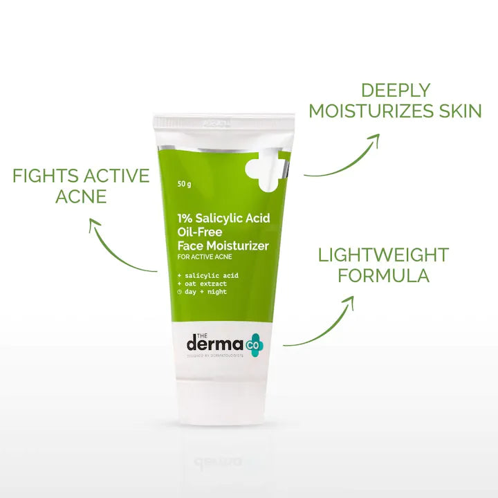 The Derma Co 1% Salicylic Acid Oil-Free Moisturizer For Face with Oat Extract - 50g