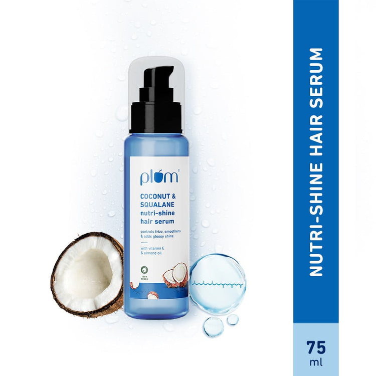 Plum Coconut & Squalane Nutri-Shine Hair Serum | Contains coconut oil, squalane, almond oil | Paraben-Free | 75ml
