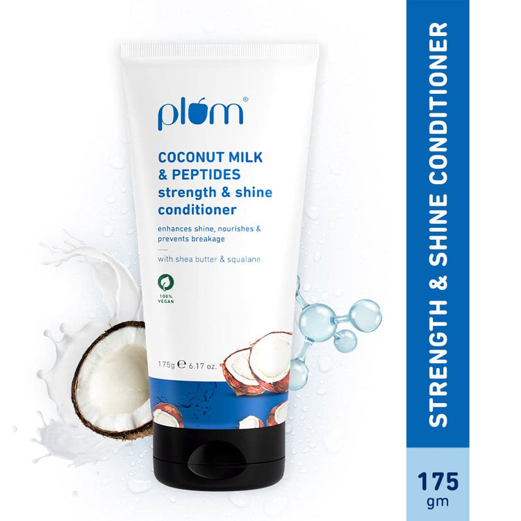 Plum Coconut Milk & Peptides Strength & Shine Conditioner | Strengthens Hair |Enhances Hair's Shine | 100% Vegan | Makes Hair Soft | Prevents Hair Breakage| 175gm