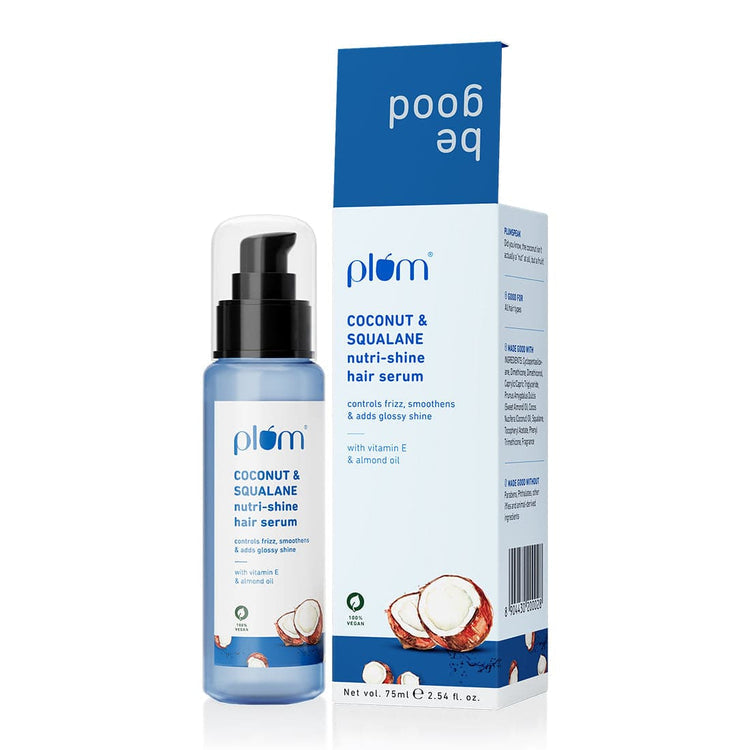 Plum Coconut & Squalane Nutri-Shine Hair Serum | Contains coconut oil, squalane, almond oil | Paraben-Free | 75ml