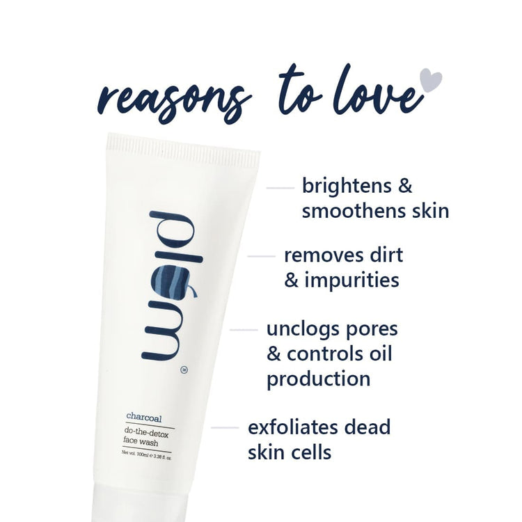 Plum Charcoal Do-the-Detox Face Wash | With Activated Charcoal & Kaolin Clay | 100% Sulphate-Free | 100ml