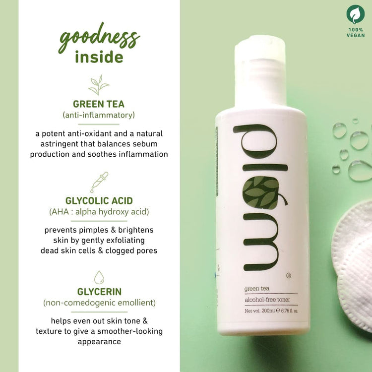 Plum Green Tea Alcohol-Free Toner | Shrinks Pores & Gives Even-Tone Skin | 100% Vegan

| 200ml