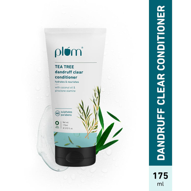 Plum Tea Tree Dandruff Clear Conditioner | With Tea Tree Oil & Coconut Oil | Removes Dandruff Flakes From Hair Strands, Detangles & Smoothens Hair | Silicone-Free | Paraben-Free| 100% Vegan