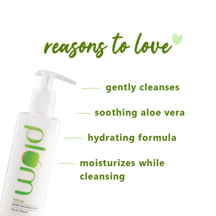 Plum Hello Aloe Gentle Cleansing Lotion | Aloe Vera Gel Lotion | For Normal, Dry, Combination, Sensitive Skin | 100% Vegan - 200ml