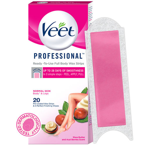 Veet Full Body Waxing Kit Gelwax Technology Normal Skin - 20 Strips
(20 wax strips)