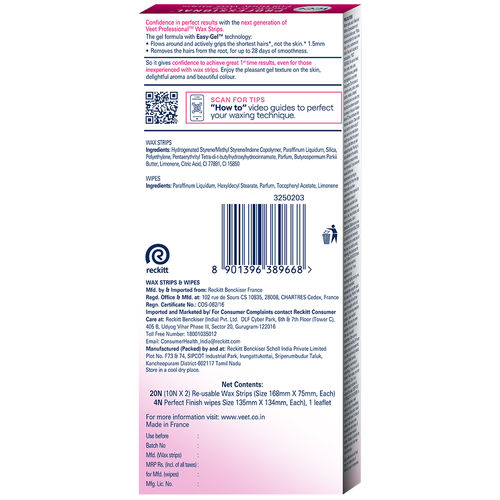 Veet Full Body Waxing Kit Gelwax Technology Normal Skin - 20 Strips
(20 wax strips)