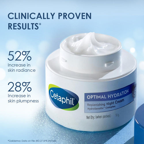 Cetaphil Optimal Hydration Replenishing Night Cream With Hyaluronic Acid For Dehydrated Skin
(50 g)