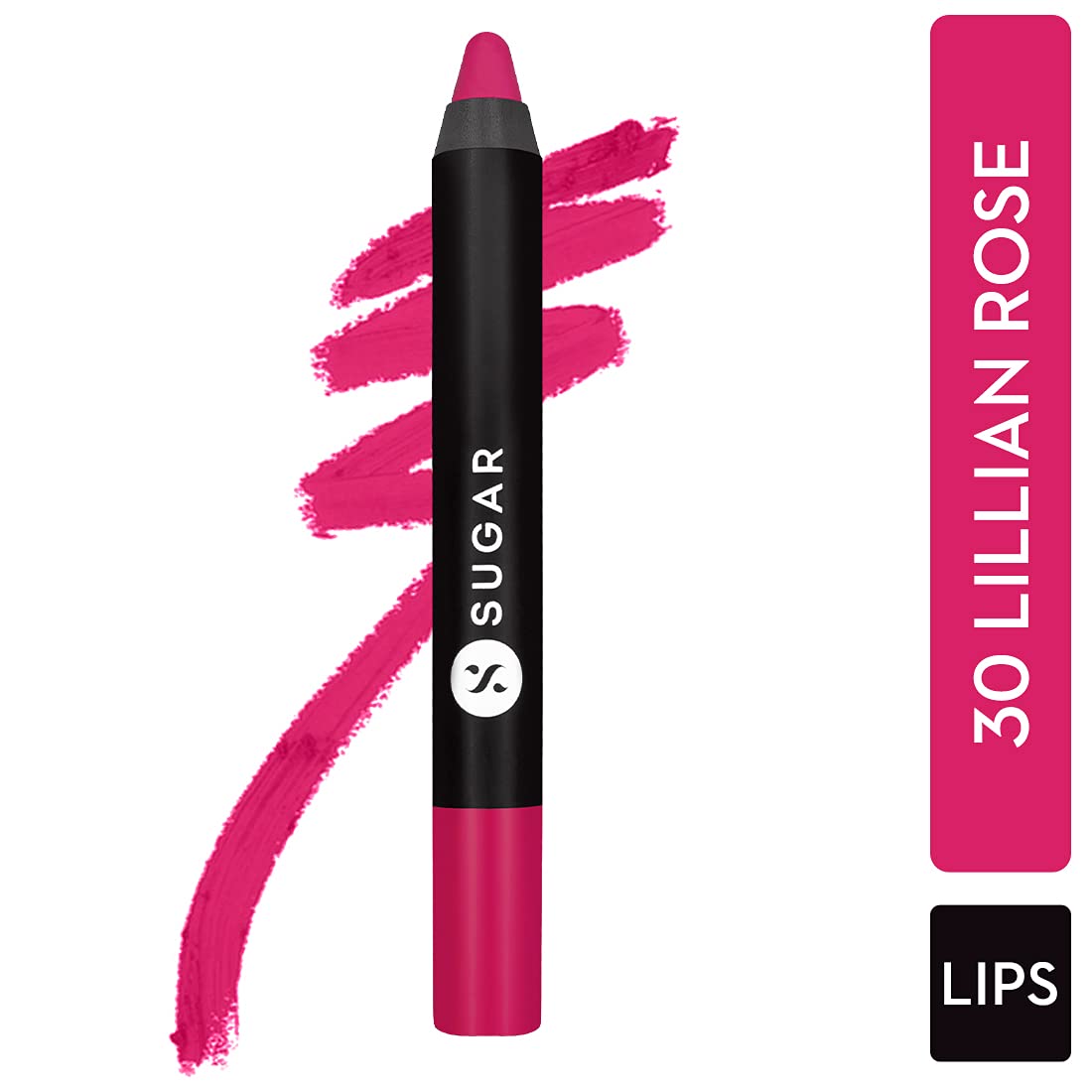 Sugar Matte As Hell Crayon Lipstick - 30 Lillian Rose (Magenta / Bright Fuchsia)