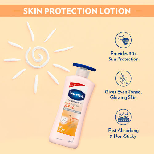 Vaseline Sun + Pollution Protection Healthy Bright SPF 30 Body Lotion
(400ml)