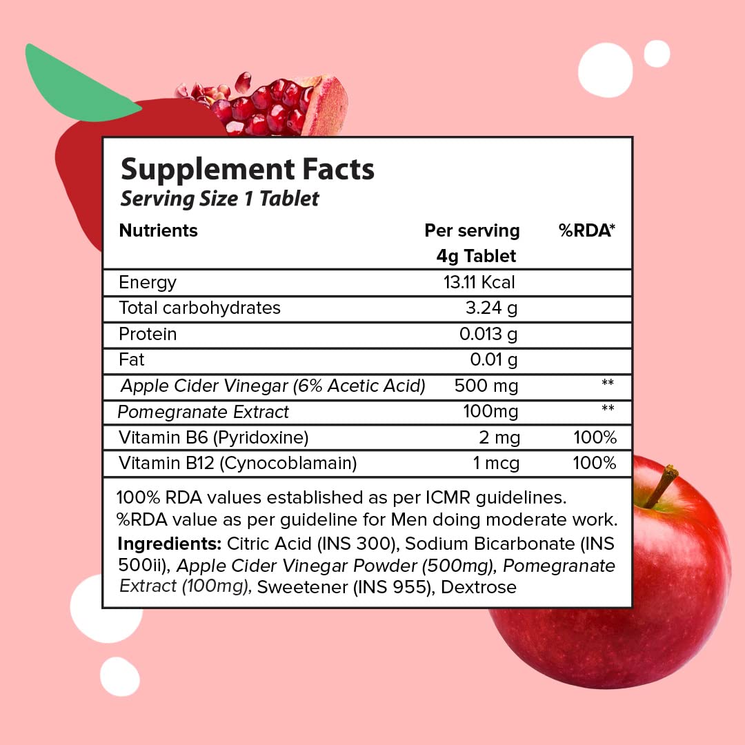 PLIX - THE PLANT FIX Apple Cider Vinegar Effervescent Tablet with mother for weight loss I with vitamin B6 & B12 | Pack of 1 (Apple), 15 tablets | 100% vegan | No added Sugar |Easy to carry & consume