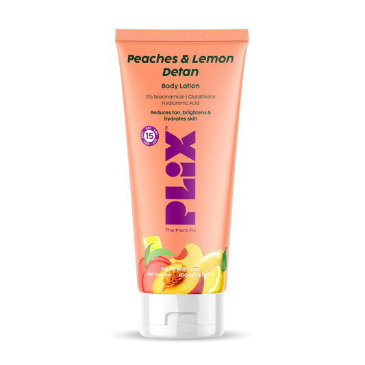 PLIX - The Plant Fix | Peaches & Lemon Detan Body Lotion SPF15 For Tan Reduction, Bright & Hydrated Skin