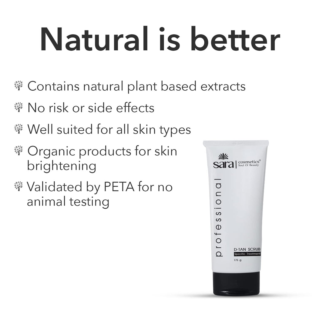 Sara Oxy D-Tan Scrub | Tan-Free Skin & Acne-Prone Skin | Super Soft Face Scrub For All Skin Types | For Women & Men