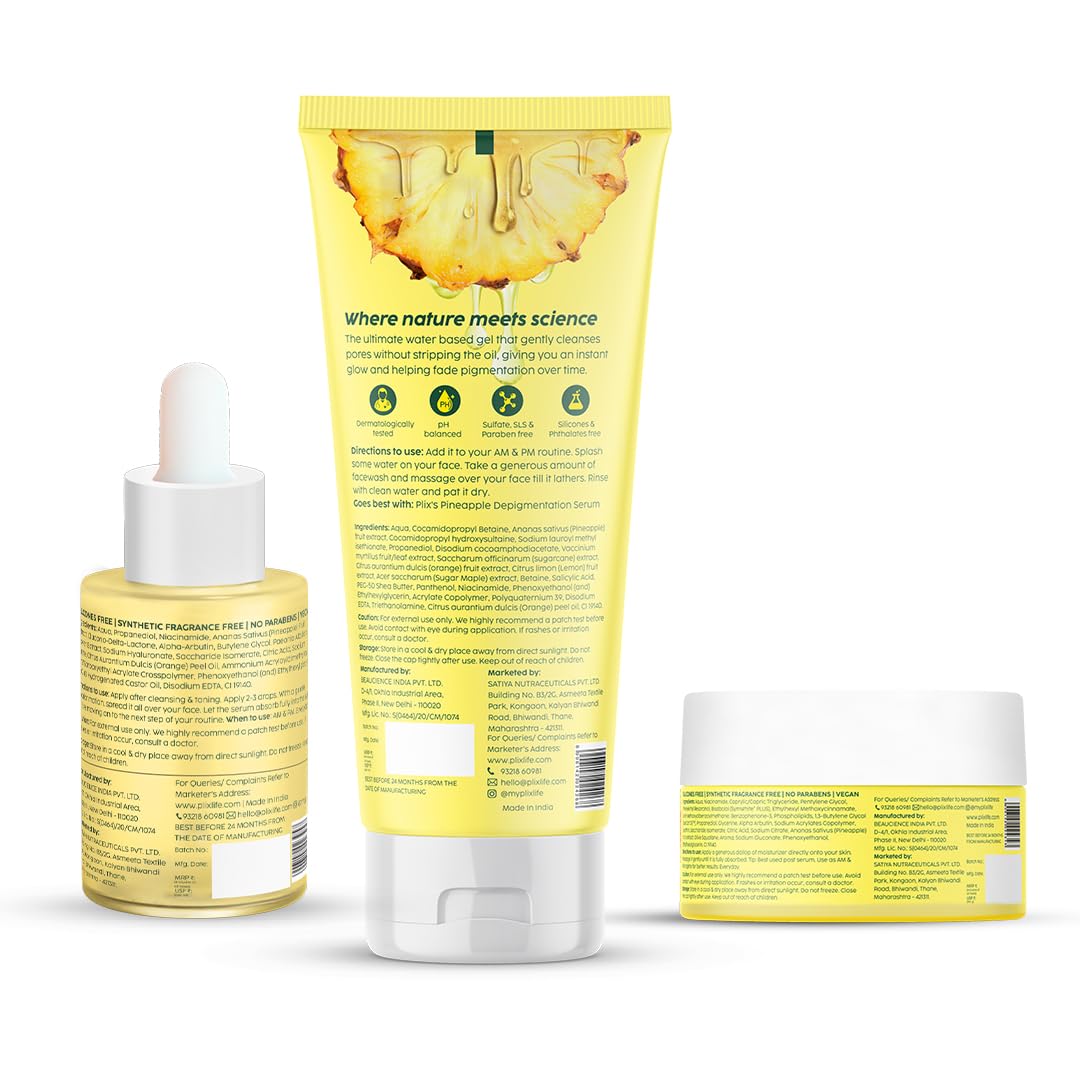 PLIX - THE PLANT FIX Pineapple Pigmentation Skincare Kit For Dark Spot Removal |  Pack of 3