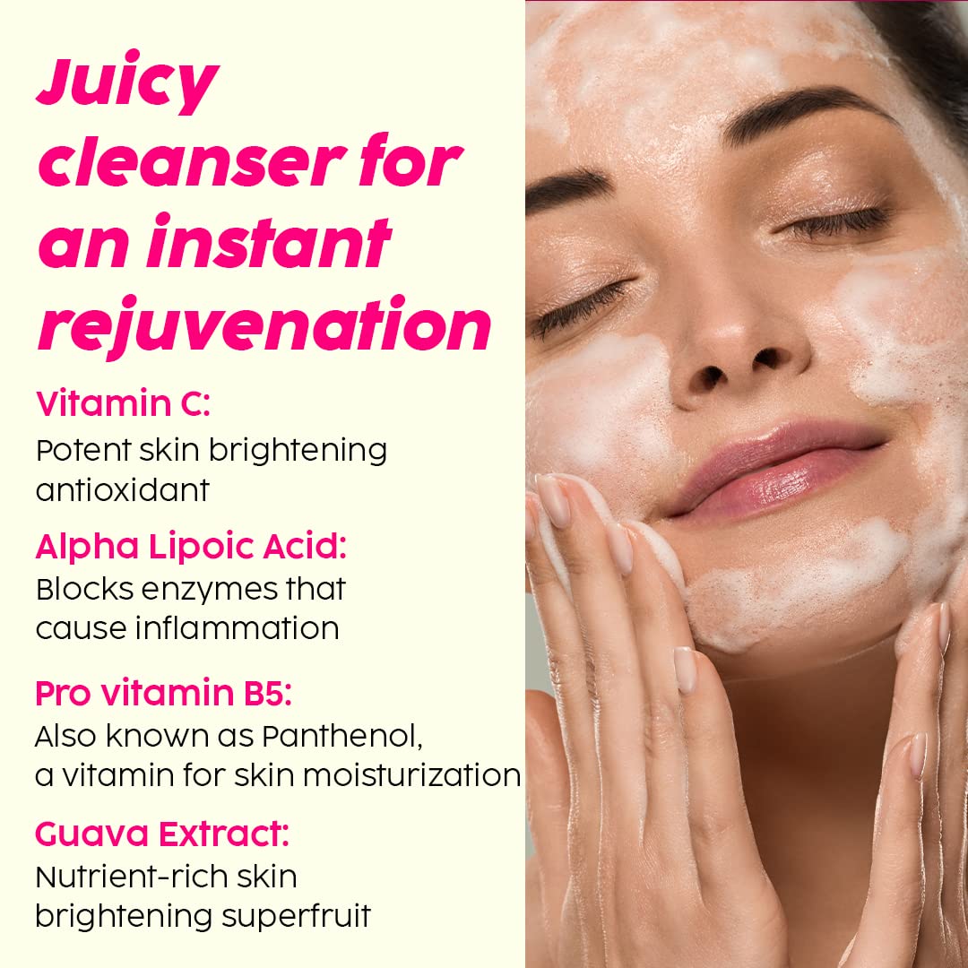 PLIX - THE PLANT FIX Vitamin C Guava Combo, Juicy Cleanser 100ml and Face Serum 20 ml For Skin Brightening, With Pro Vitamin B5 For Moisturization & Alpha Lipoic Acid, Pentavitin Skincare Regimen