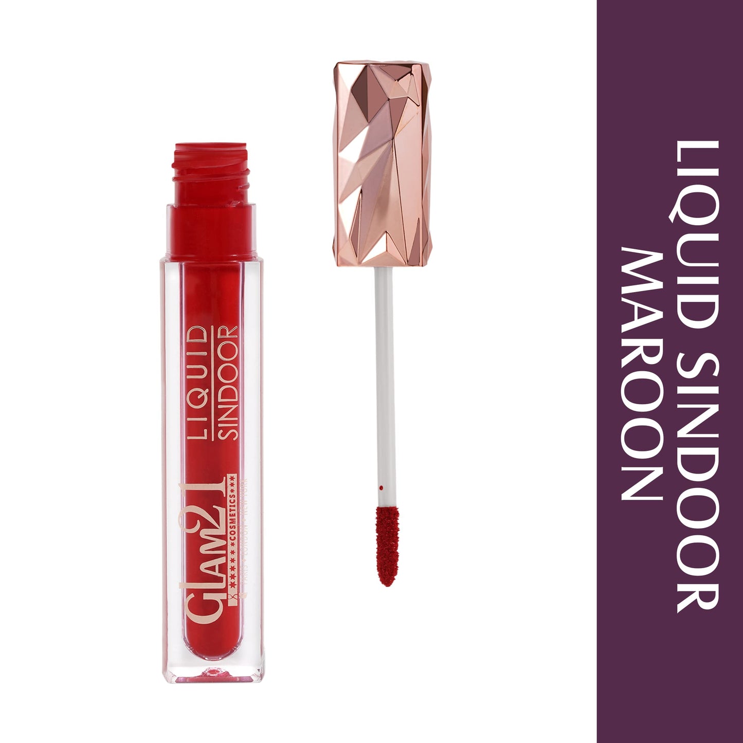Glam21 Liquid Sindoor| Sponge Tip Applicator| Smudge Free & Long Lasting|Maroon-7ml
