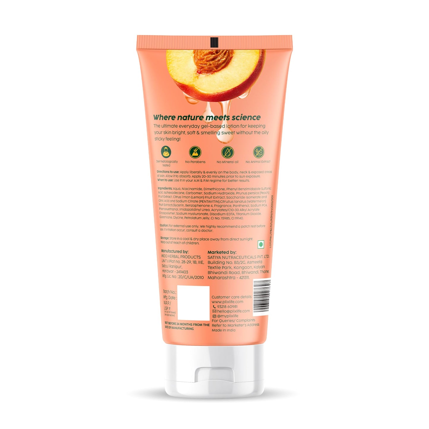 PLIX - The Plant Fix | Peaches & Lemon Detan Body Lotion SPF15 For Tan Reduction, Bright & Hydrated Skin