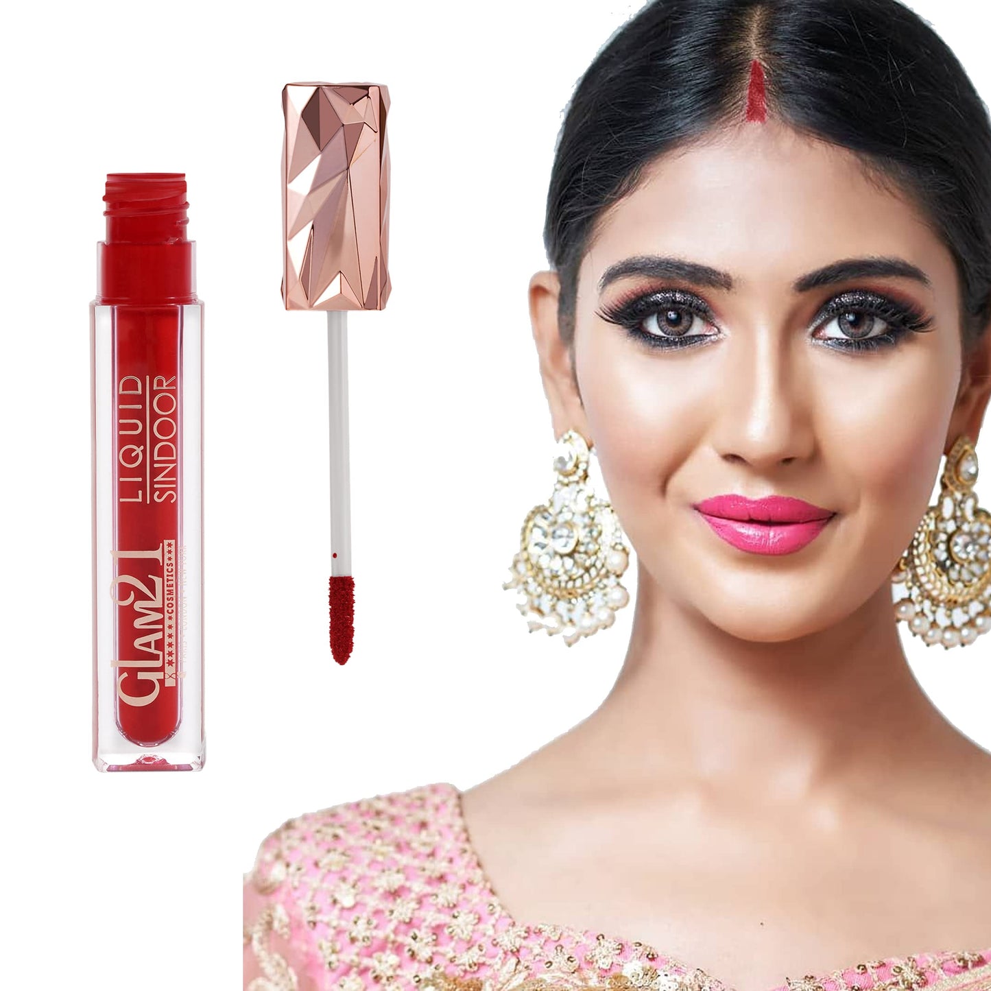 Glam21 Liquid Sindoor| Sponge Tip Applicator| Smudge Free & Long Lasting|Maroon-7ml