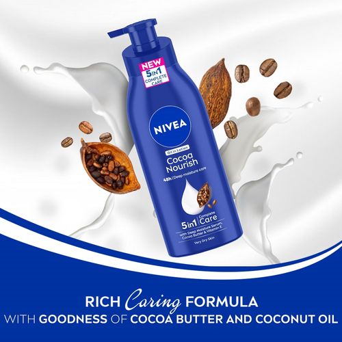 NIVEA Cocoa Nourish BODY LOTION -Cocoa butter & Vit E for 48H deep moisturization (Very Dry skin)
(400ml)