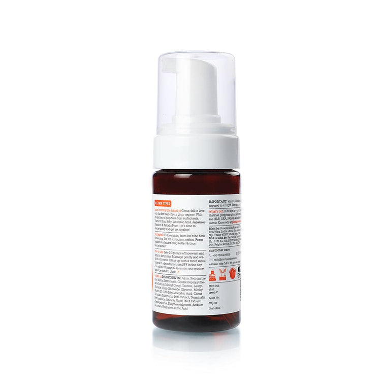 Plum Vitamin C Foaming Face Wash with Mandarin | For Glowing Skin | For Gentle Cleansing | For Hyperpigmentation & Dull Skin | Sulphate-Free | 100% Vegan | 110ml
