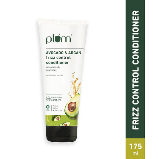 Plum Avocado & Argan Frizz Control Conditioner | With Avocado Oil, Argan Oil, Aloe Vera | For Curly, Wavy, Frizzy Hair | Silicone-Free and Paraben- Free | 100% vegan