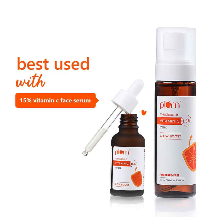 Plum 1.5% Vitamin C Toner with Mandarin | For Glowing Skin | Fragrance-Free | 100% Vegan | 100ml