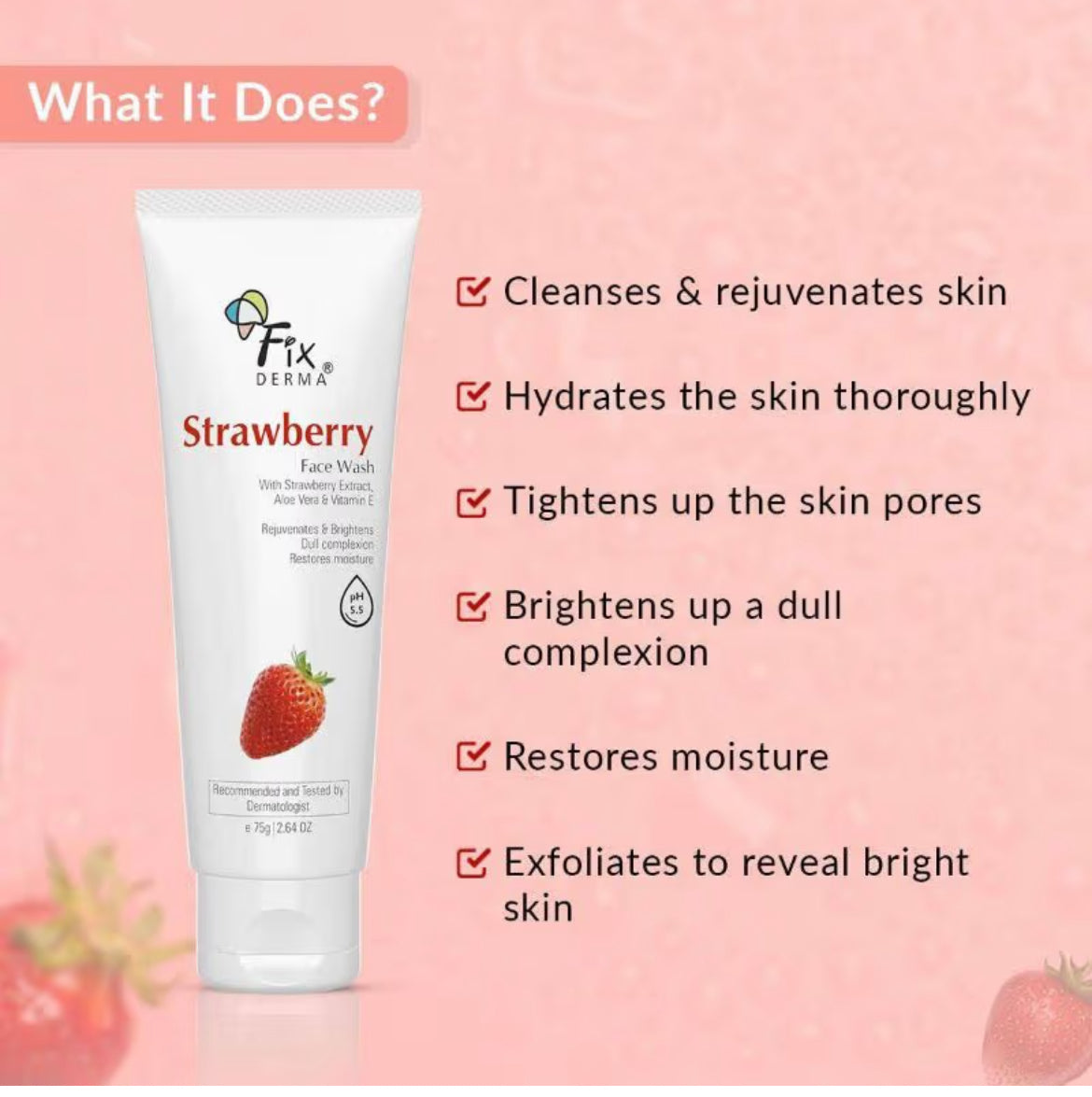 Fixderma Strawberry Face Wash | 75 g