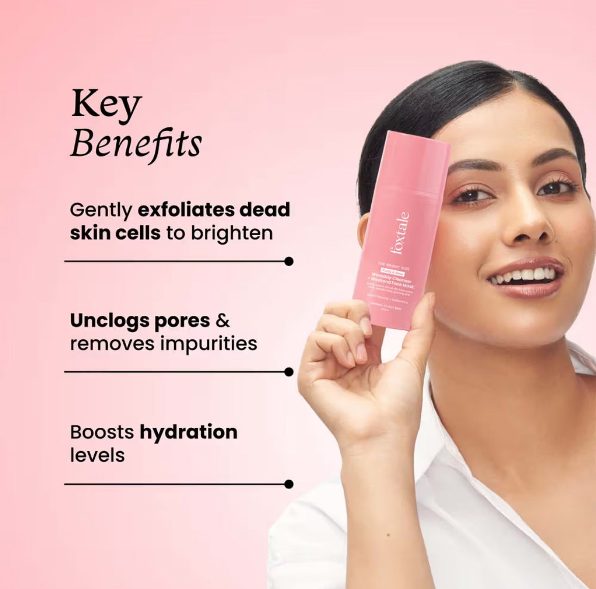 Foxtale Purify & Glow Cleanser + Mask With French Pink Clay & Sodium (100ml)