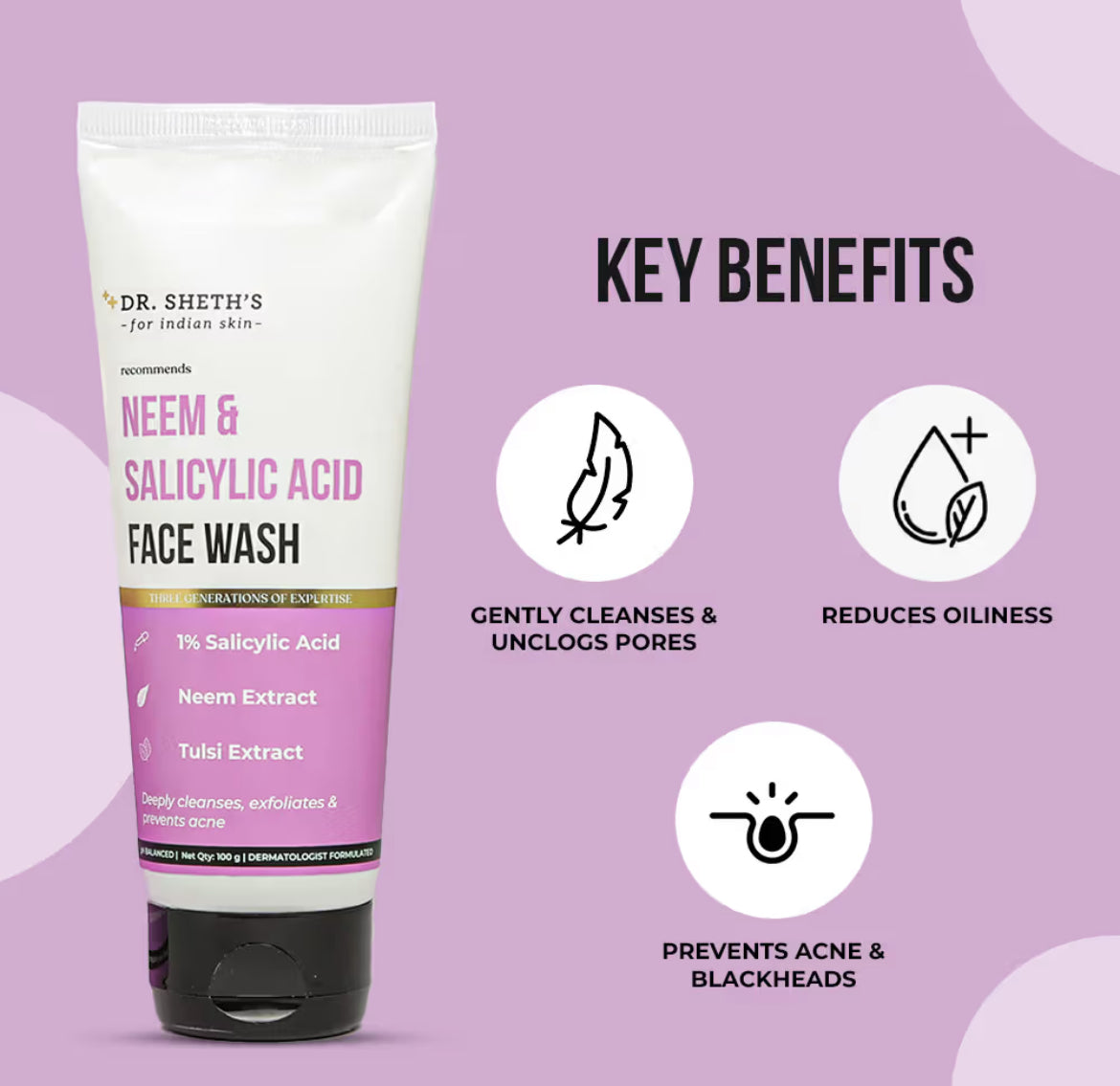 Dr. Sheth's Neem & Salicylic Acid Face Wash (100gm)