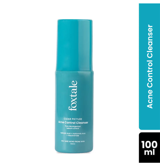 Foxtale Acne Control Cleanser with Salicylic Acid & Niacinamide, Controls Oil & Fights Acne (100 ml)