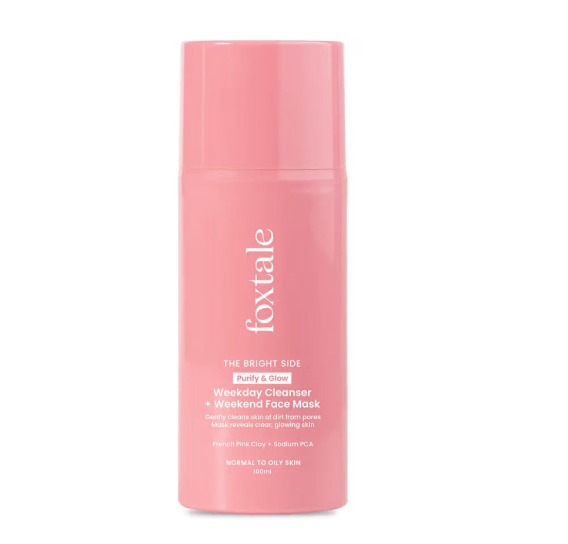 Foxtale Purify & Glow Cleanser + Mask With French Pink Clay & Sodium (100ml)