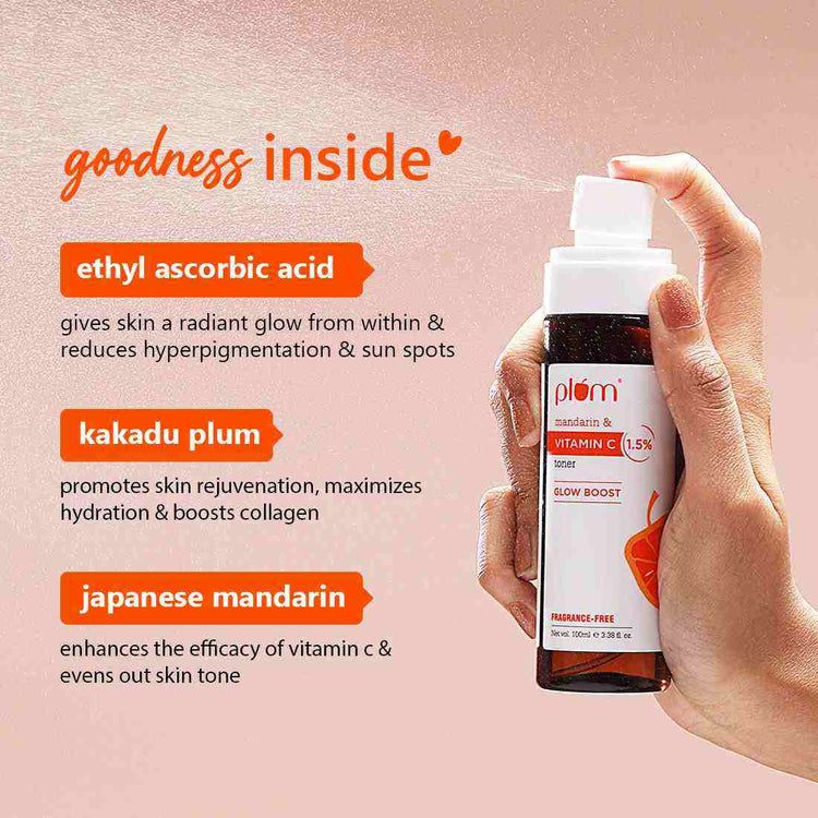Plum 1.5% Vitamin C Toner with Mandarin | For Glowing Skin | Fragrance-Free | 100% Vegan | 100ml