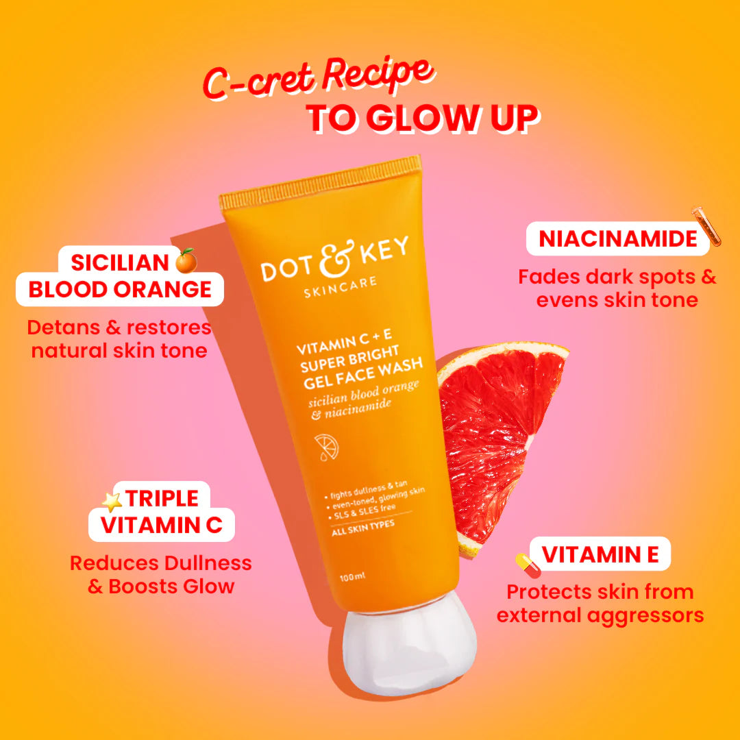 Dot & key Vitamin C + E Gel Face Wash for Glowing Skin | 100ml
