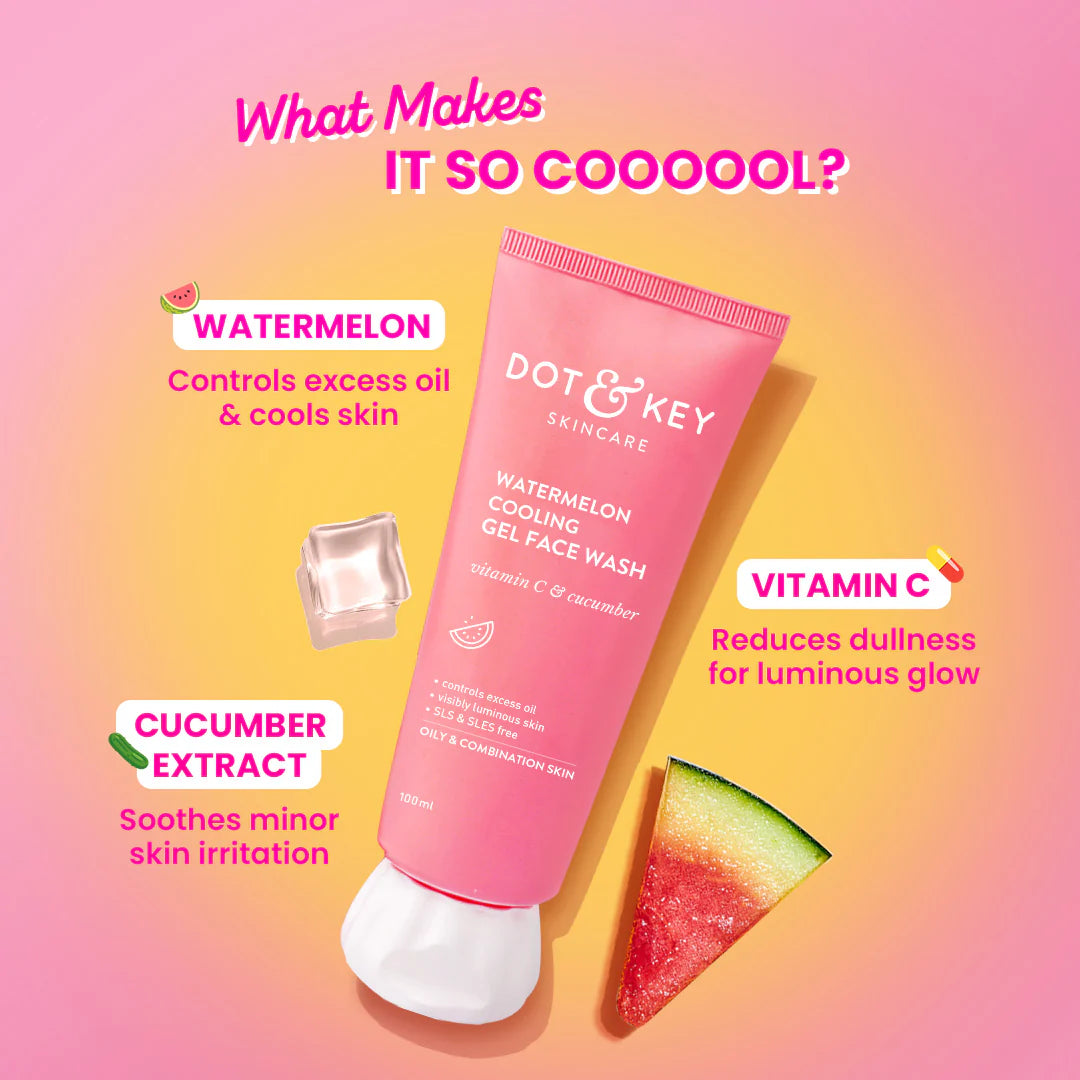 Dot & key Watermelon + Vitamin C Gel Face Wash for Glowing Skin | 100ml