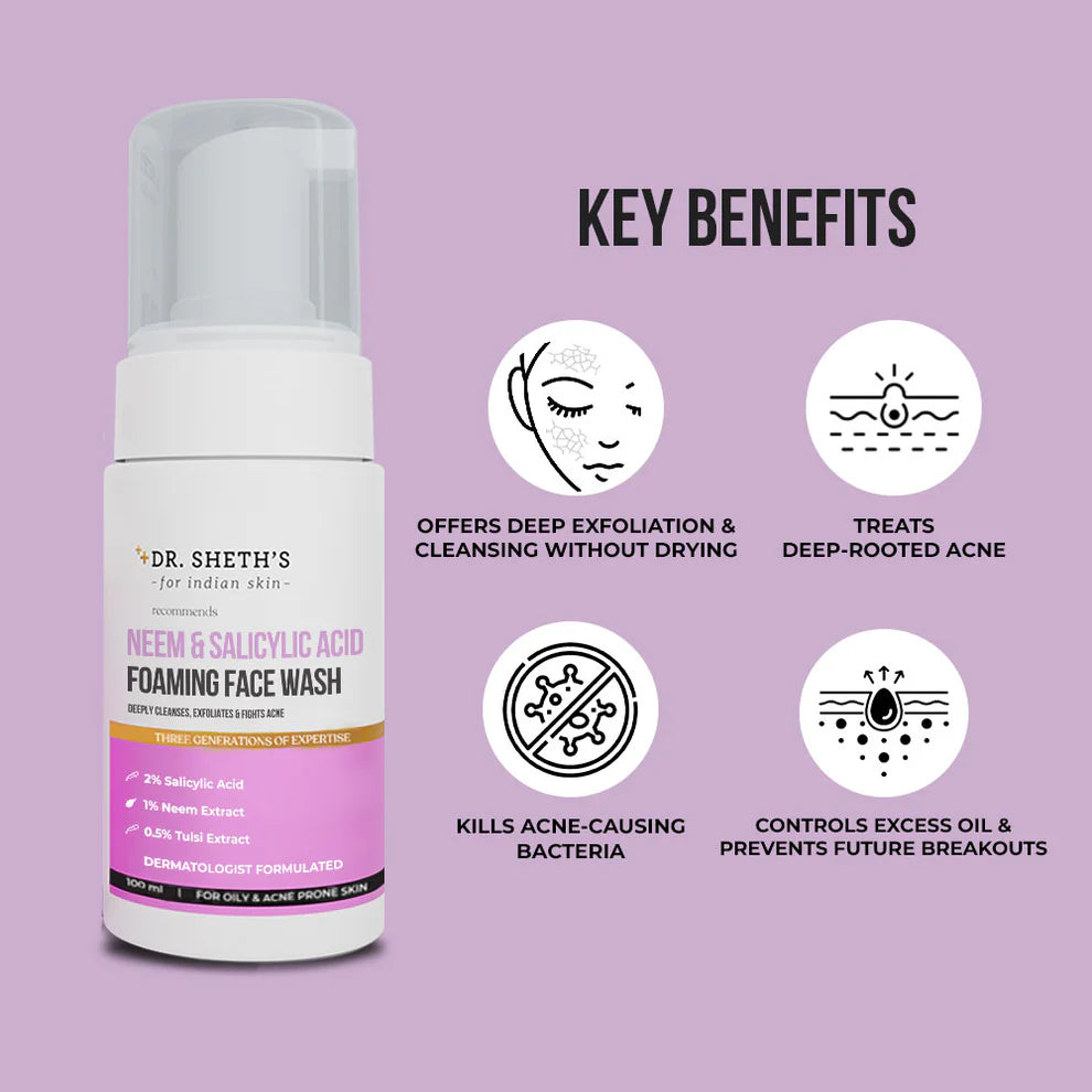 Dr Seth’s Neem & Salicylic Acid Foaming Face Wash - 100ml