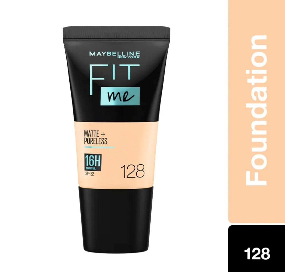Mayballine New York Fit Me Matte+Poreless Liquid Foundation Tube - 128 Warm Nude | 18ml
