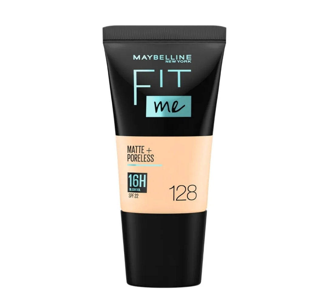 Mayballine New York Fit Me Matte+Poreless Liquid Foundation Tube - 128 Warm Nude | 18ml