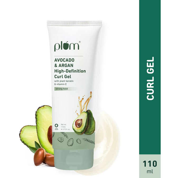 Plum Avocado & Argan High-Definition Curl Gel | Contains Avocado Oil, Argan Oil, Plant Keratin, Pro Vitamin B5 & Vitamin E | For wavy & curly hair - 110ml